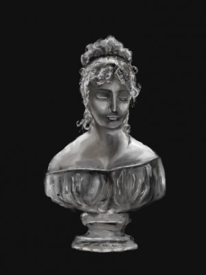 Dessin digital d'un buste de femme en pierre